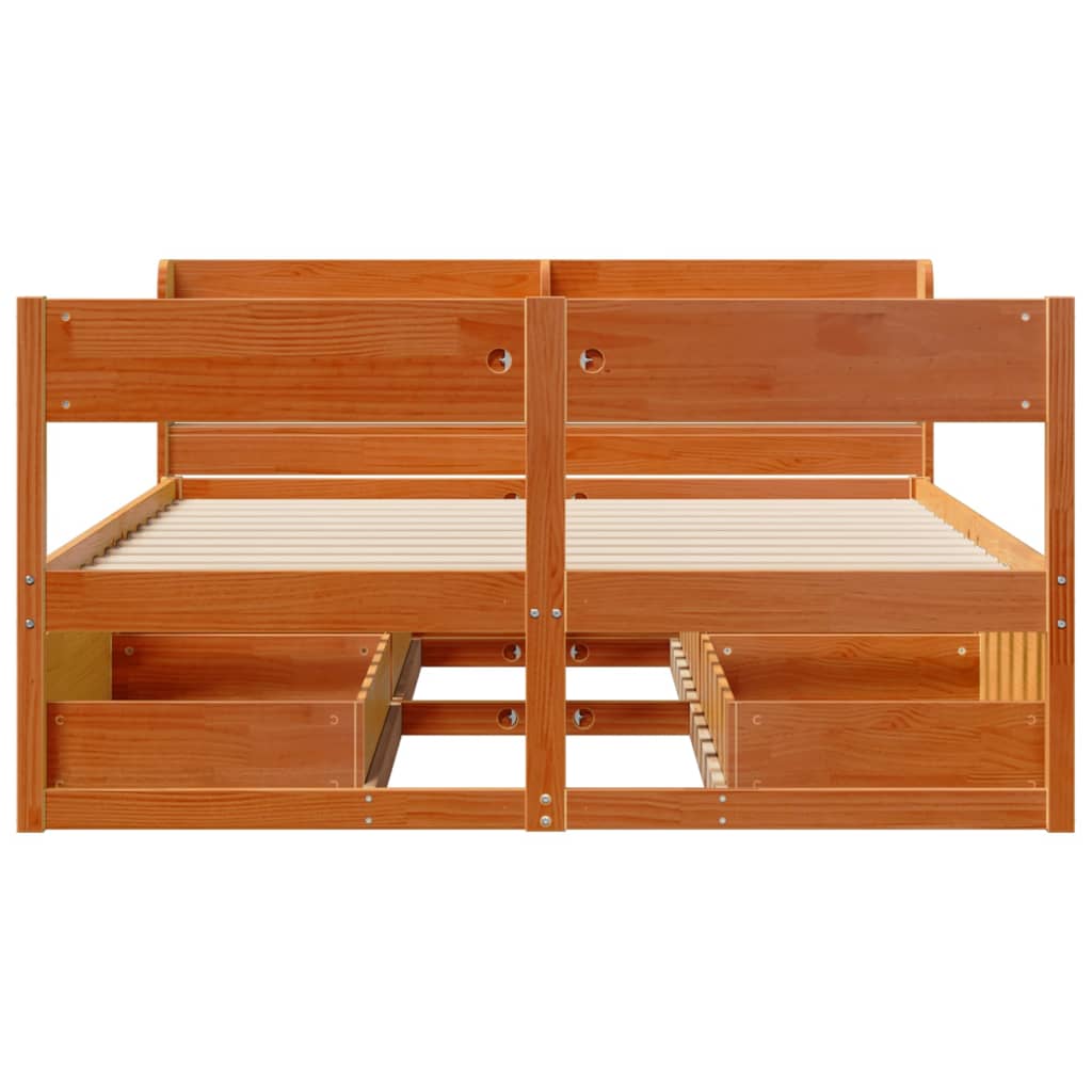 Bed Frame without Mattress Wax Brown 120x200 cm Solid Wood Pine