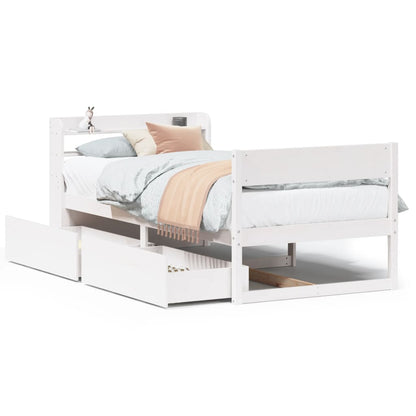 Bed Frame without Mattress White 100x200 cm Solid Wood Pine