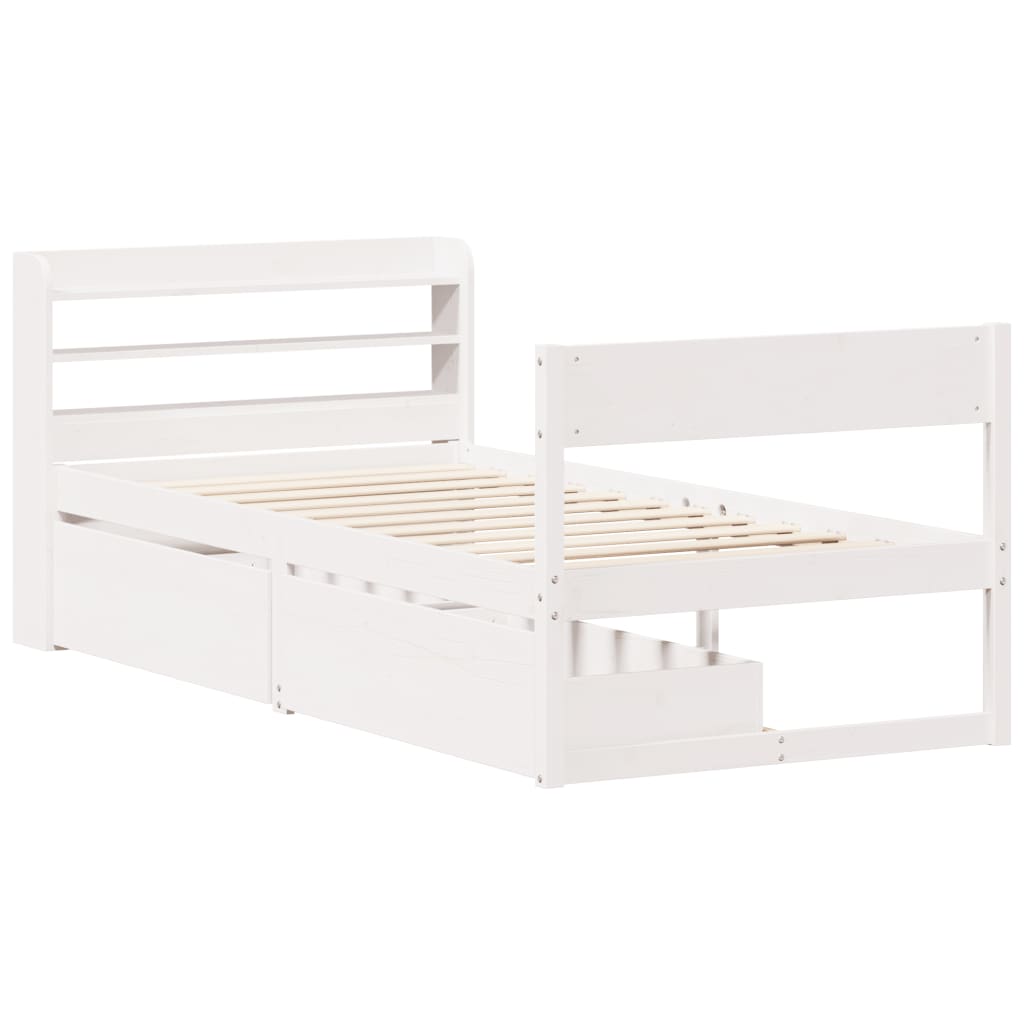 Bed Frame without Mattress White 100x200 cm Solid Wood Pine