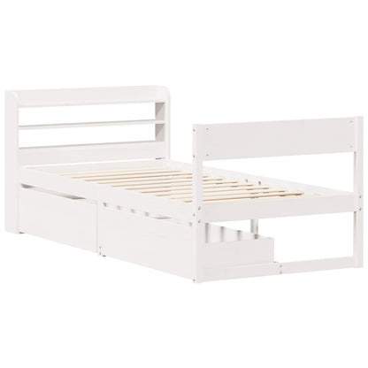 Bed Frame without Mattress White 100x200 cm Solid Wood Pine