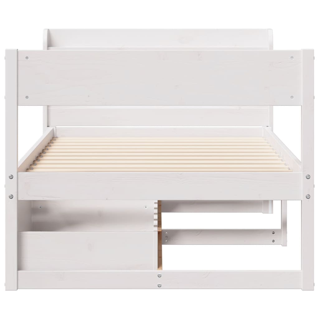 Bed Frame without Mattress White 100x200 cm Solid Wood Pine