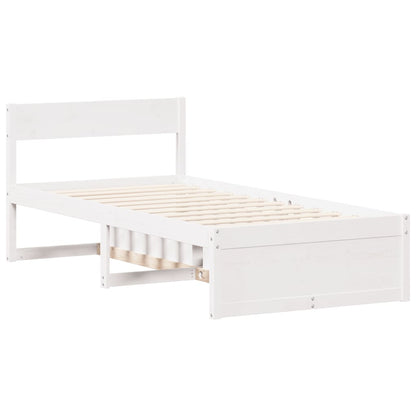 Bed Frame without Mattress White 100x200 cm Solid Wood Pine