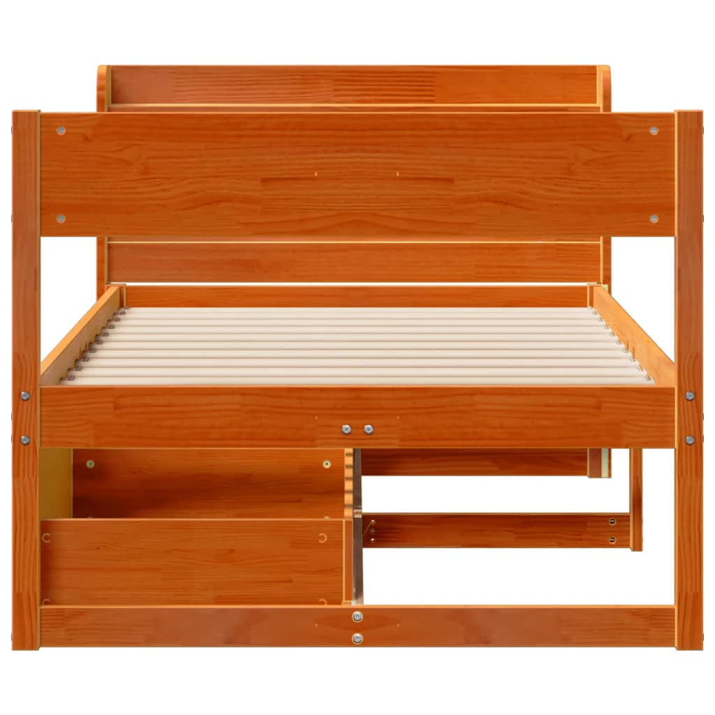 Bed Frame without Mattress Wax Brown 90x190 cm Single Solid Wood Pine