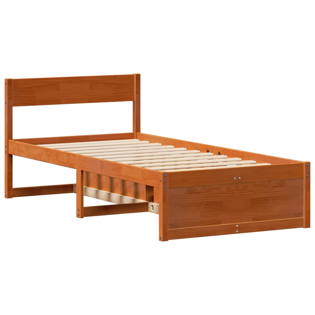 Bed Frame without Mattress Wax Brown 90x190 cm Single Solid Wood Pine