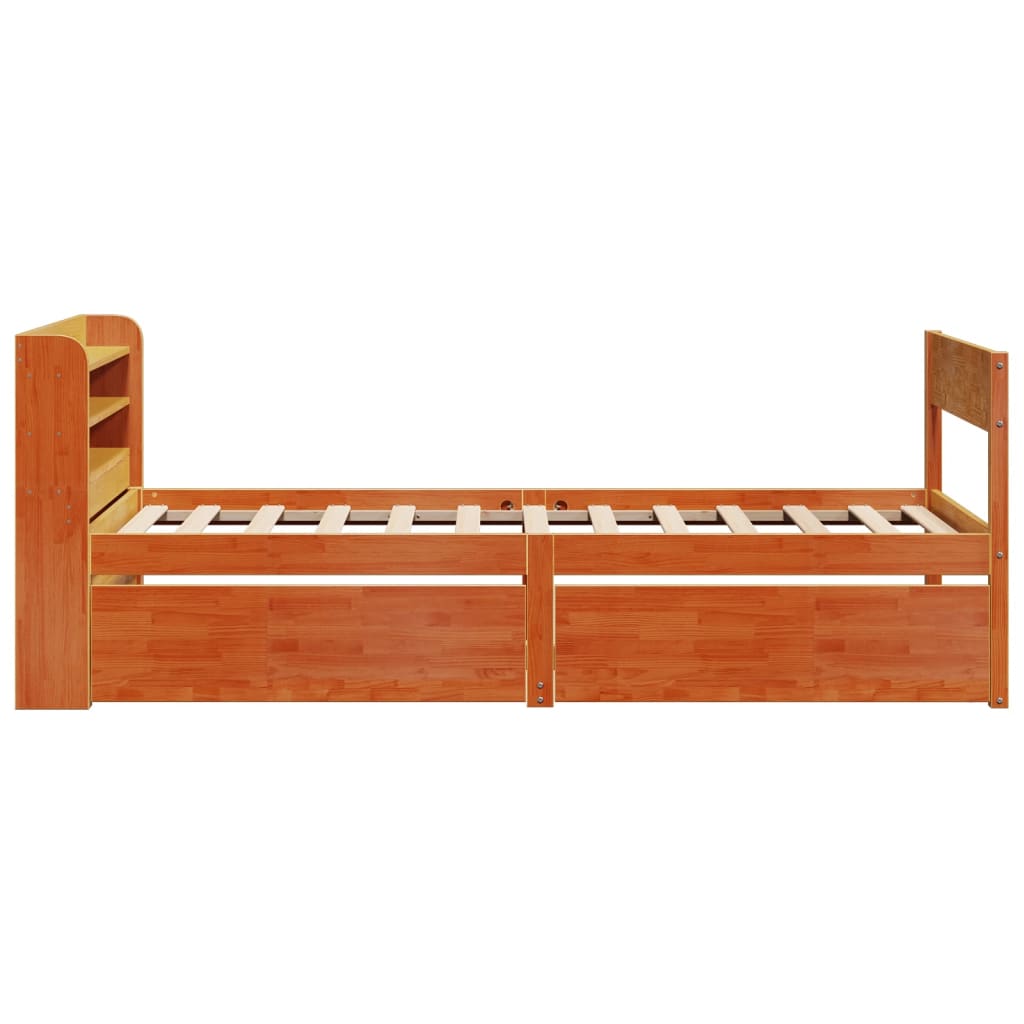 Bed Frame without Mattress Wax Brown 90x190 cm Single Solid Wood Pine