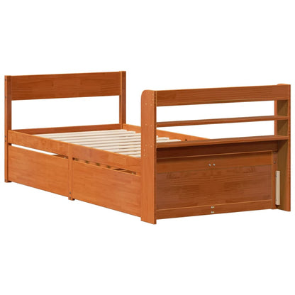 Bed Frame without Mattress Wax Brown 90x190 cm Single Solid Wood Pine