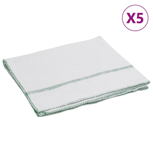 Floor Cloths 5 pcs White with Green Stripes 50x60 cm