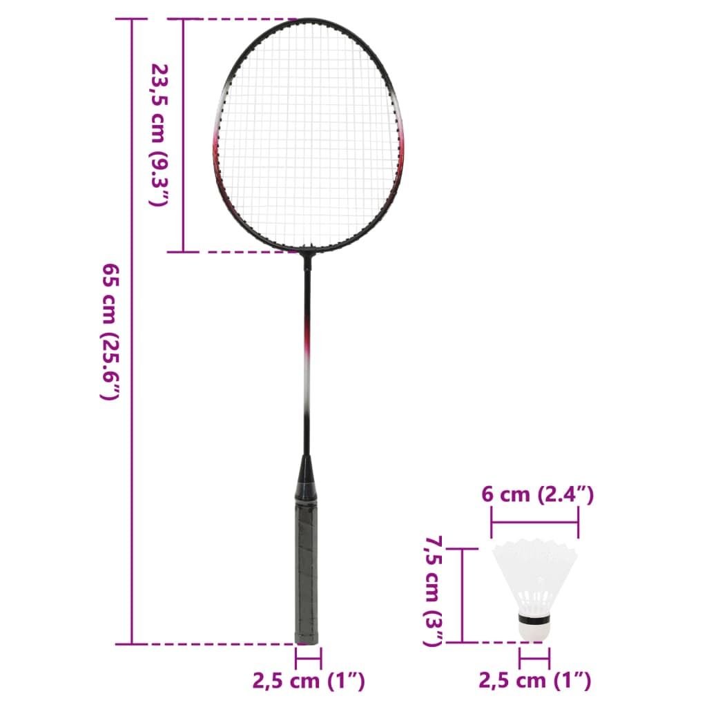 Badminton Set with 2 Rackets. Net & Storage Case 292x30x152 cm