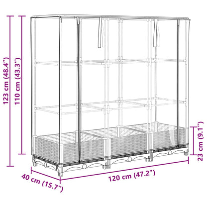 Raised Bed with Greenhouse Cover Rattan Look 120x40x123 cm