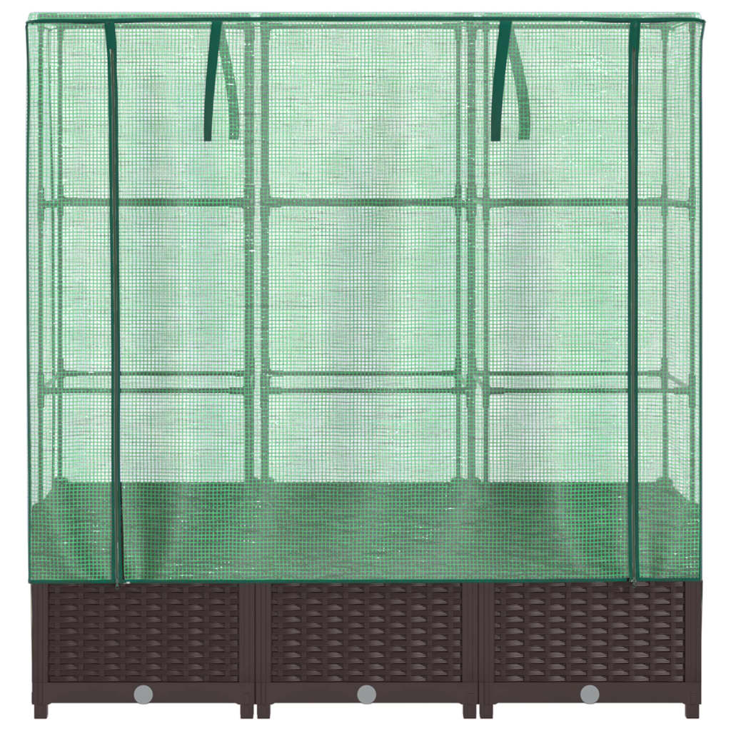 Raised Bed with Greenhouse Cover Rattan Look 120x40x138 cm