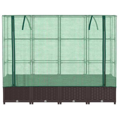 Raised Bed with Greenhouse Cover Rattan Look 160x40x138 cm