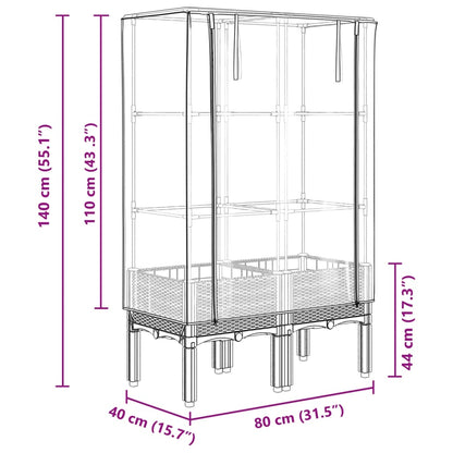 Raised Bed with Greenhouse Cover Rattan Look 80x40x140 cm