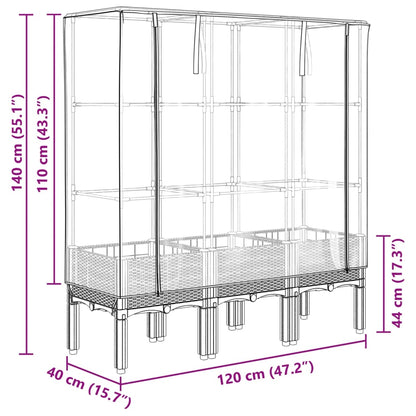 Raised Bed with Greenhouse Cover Rattan Look 120x40x140 cm