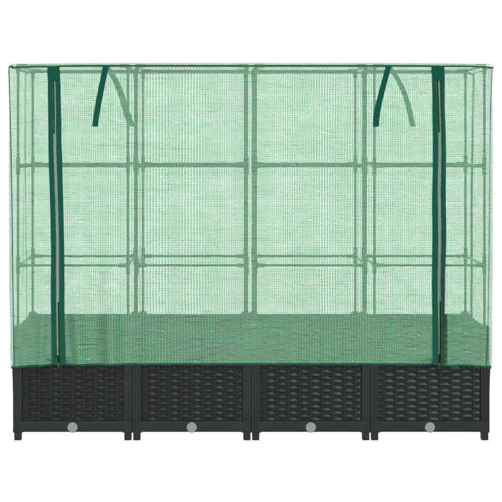 Raised Bed with Greenhouse Cover Rattan Look 160x40x138 cm