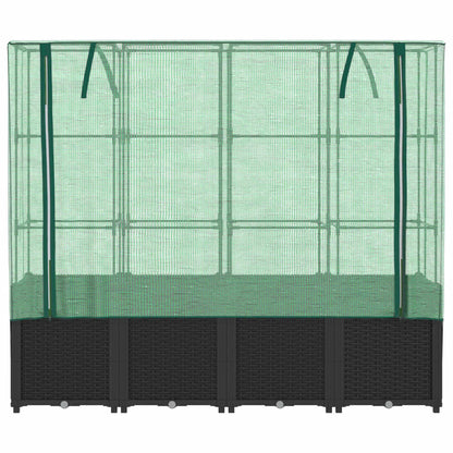 Raised Bed with Greenhouse Cover Rattan Look 160x40x153 cm