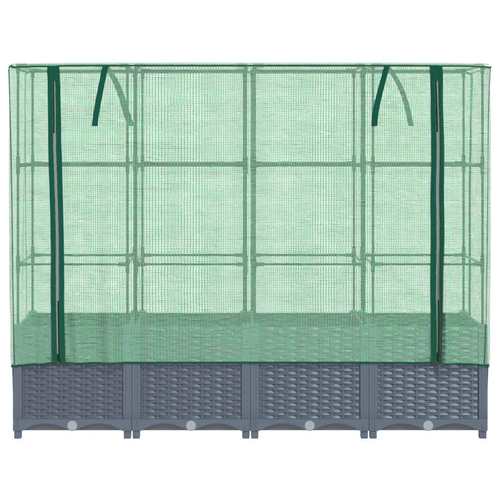 Raised Bed with Greenhouse Cover Rattan Look 160x40x138 cm