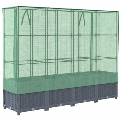 Raised Bed with Greenhouse Cover Rattan Look 160x40x138 cm