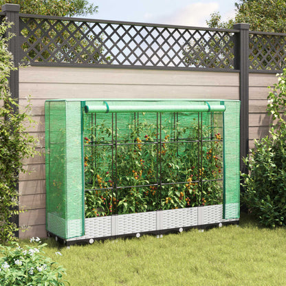 Raised Bed with Greenhouse Cover Rattan Look 160x40x123 cm