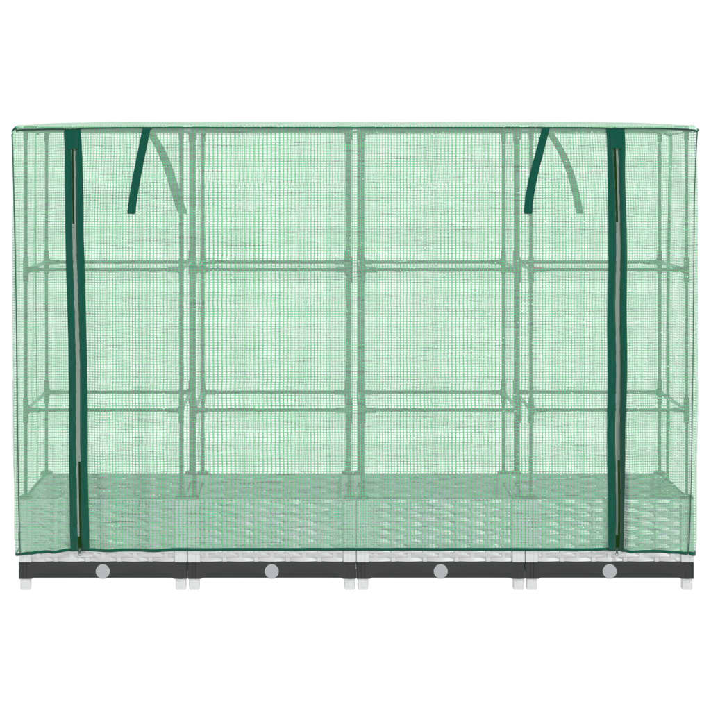 Raised Bed with Greenhouse Cover Rattan Look 160x40x123 cm