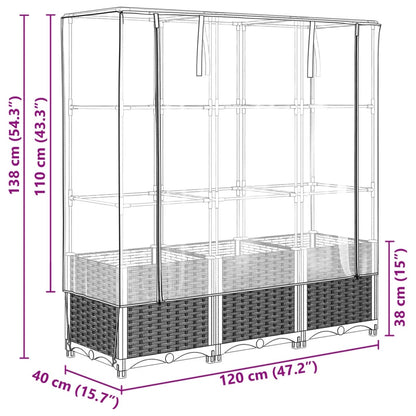 Raised Bed with Greenhouse Cover Rattan Look 120x40x138 cm