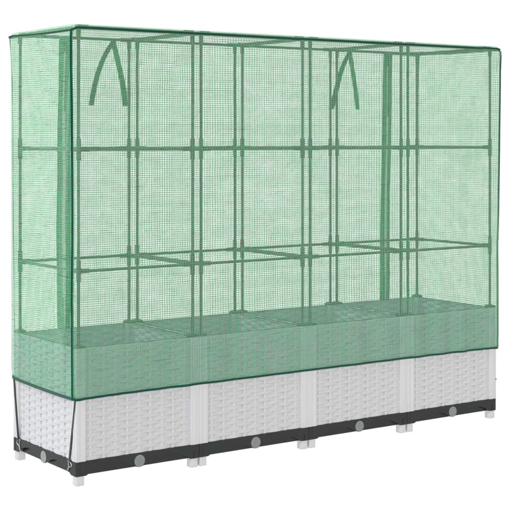 Raised Bed with Greenhouse Cover Rattan Look 160x40x138 cm