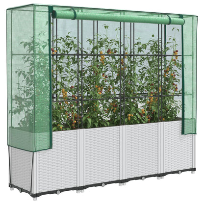 Raised Bed with Greenhouse Cover Rattan Look 160x40x153 cm