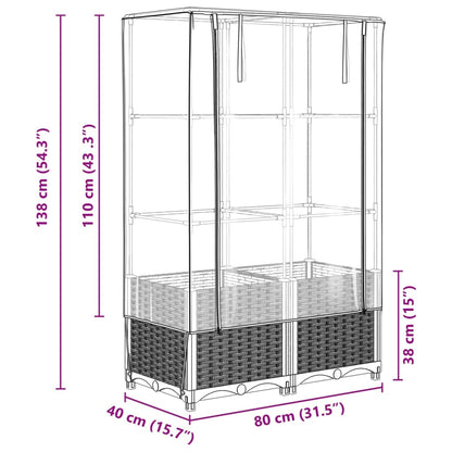 Raised Bed with Greenhouse Cover Rattan Look 80x40x138 cm