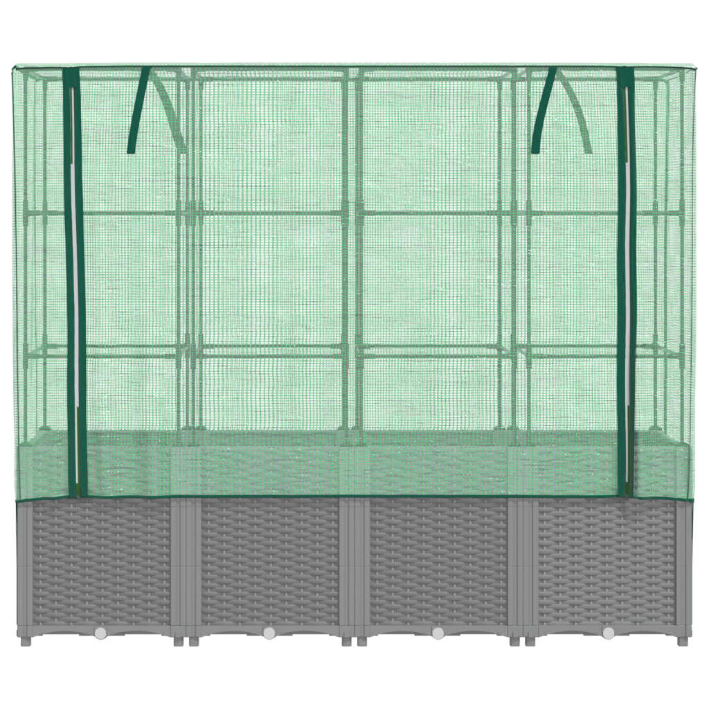 Raised Bed with Greenhouse Cover Rattan Look 160x40x153 cm