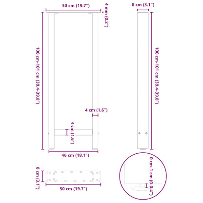 Coffee Table Legs White 2 pcs 50x(100-101) cm Steel