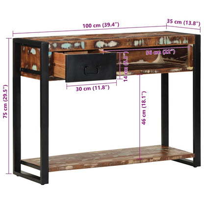 Console Table Multicolour 100x35x75 cm Solid Wood Reclaimed