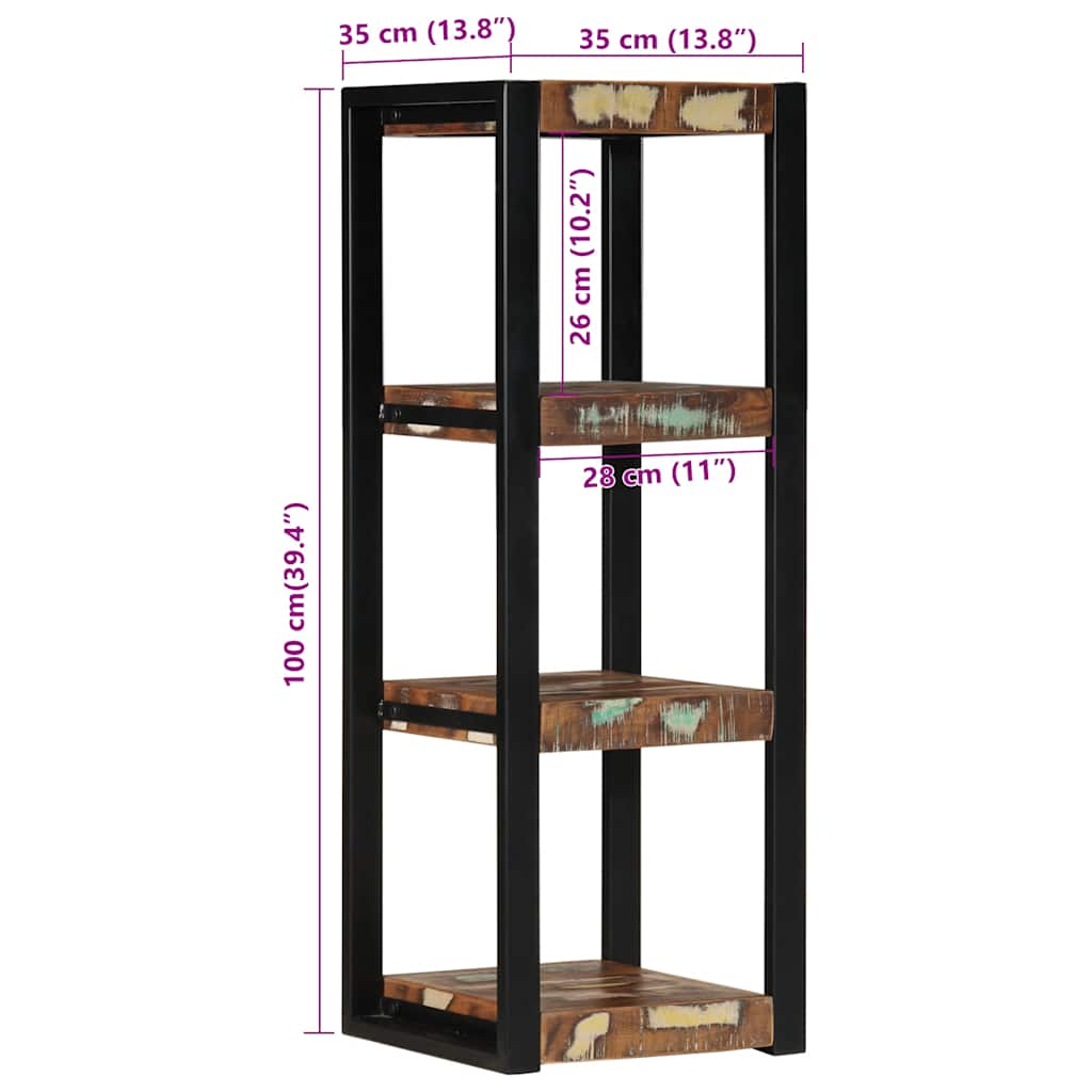 Wall Shelf Multicolour 35x35x100 cm Solid Wood Reclaimed