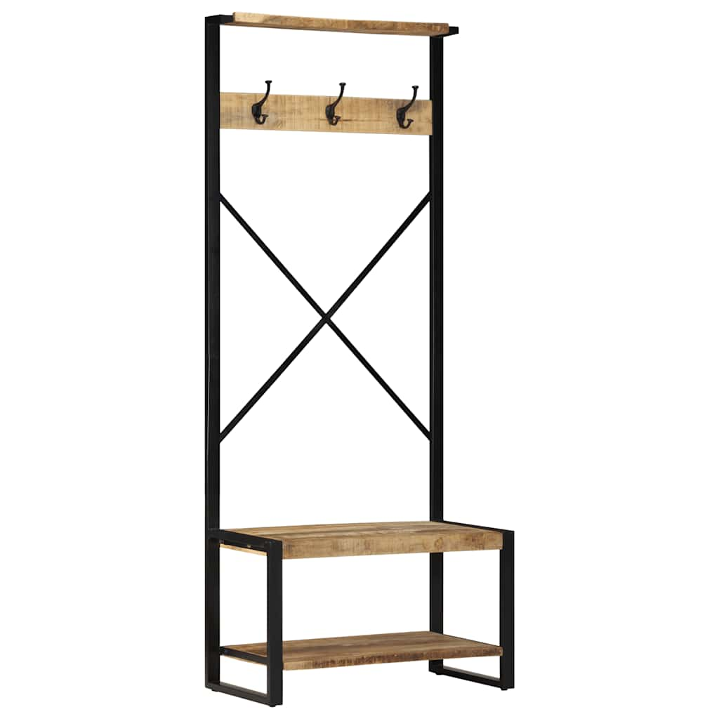 Clothes Rack 80x40x190 cm Solid Rough Wood Mango