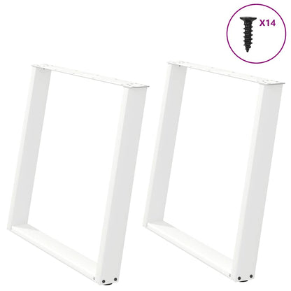 vidXL Dining Table Legs U-Shaped 2 pcs White 100x(72-73) cm Steel