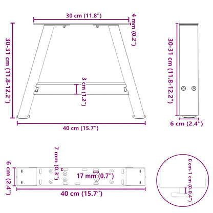 Coffee Table Legs A-Shaped 2 pcs Black 40x(30-31) cm Steel