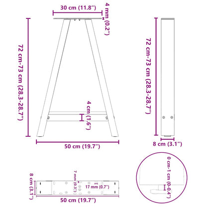 Coffee Table Legs A-Shaped 2 pcs Black 50x(72-73) cm Steel