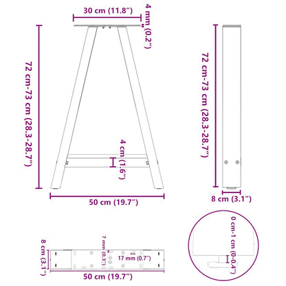 Coffee Table Legs A-Shaped 2 pcs Anthracite 50x(72-73) cm Steel