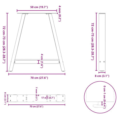 Coffee Table Legs A-Shaped 2 pcs Anthracite 70x(72-73) cm Steel