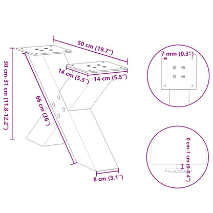 Coffee Table Legs X-Shaped 2 pcs Anthracite 50x(30-31) cm Steel