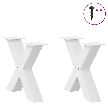 Coffee Table Legs X-Shaped 2 pcs White 60x(42-43) cm Steel