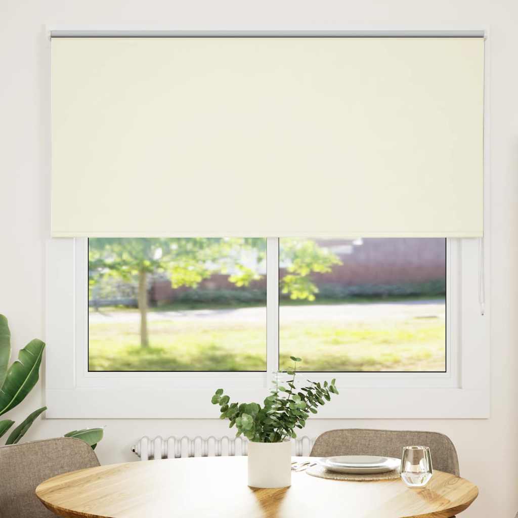 Roller Blind Blackout Off White 150x130 cm Fabric Width 146.6 cm Polyester