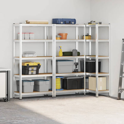 5-Layer Storage Shelves 3 pcs Silver Steel&Engineered Wood