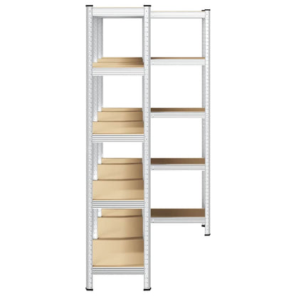 5-Layer Storage Shelves 3 pcs Silver Steel&Engineered Wood