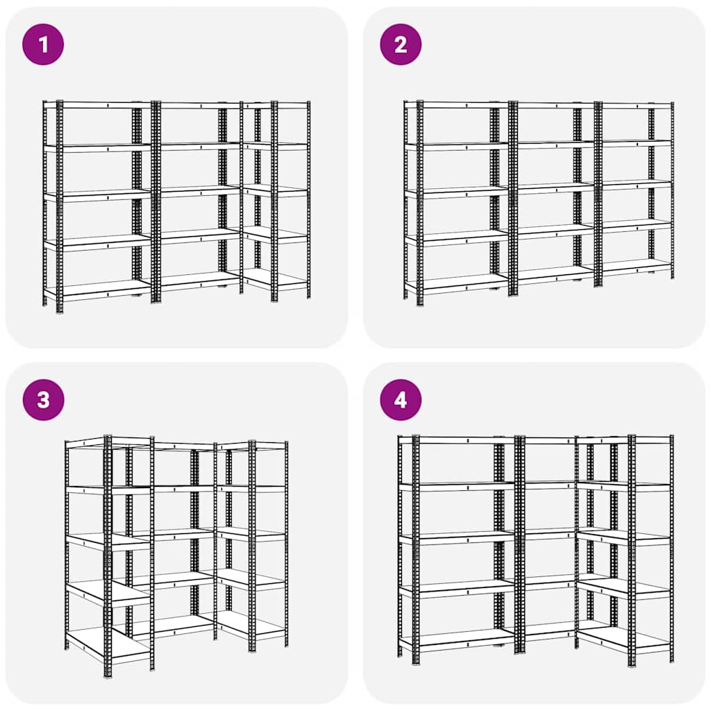 5-Layer Storage Shelves 3 pcs Silver Steel&Engineered Wood