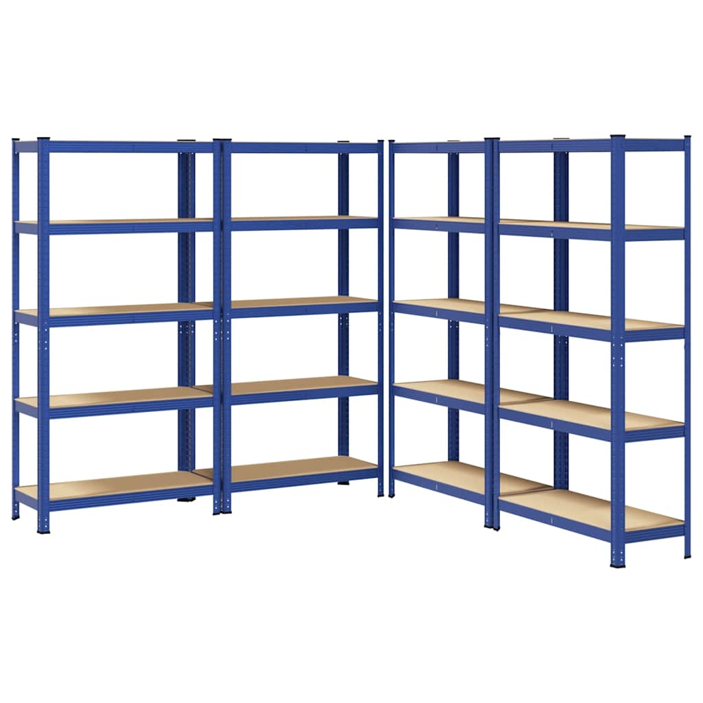 5-Layer Storage Shelves 4 pcs Blue Steel&Engineered Wood