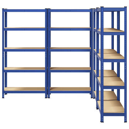 5-Layer Storage Shelves 4 pcs Blue Steel&Engineered Wood