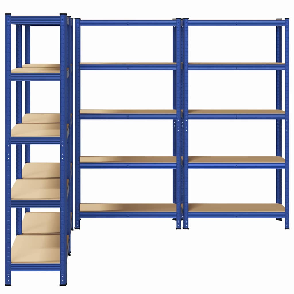 5-Layer Storage Shelves 4 pcs Blue Steel&Engineered Wood