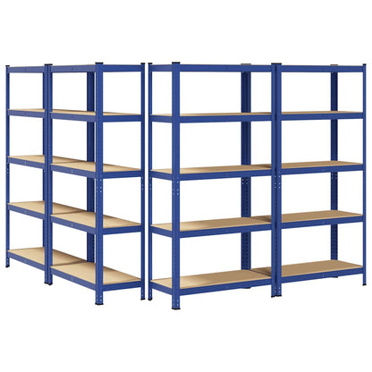 5-Layer Storage Shelves 4 pcs Blue Steel&Engineered Wood