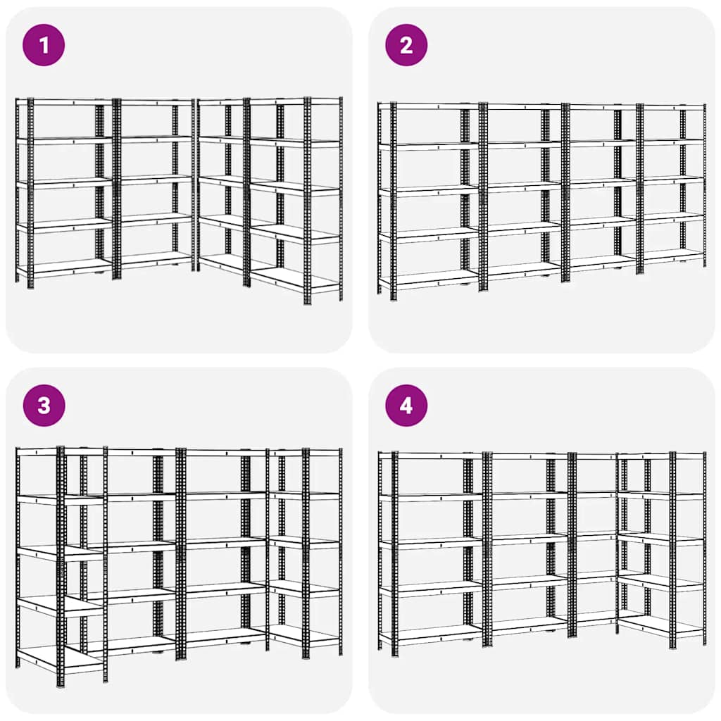 5-Layer Storage Shelves 4 pcs Blue Steel&Engineered Wood