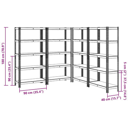 5-Layer Storage Shelves 4 pcs Blue Steel&Engineered Wood