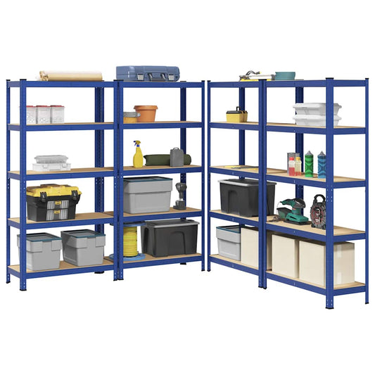 5-Layer Storage Shelves 4 pcs Blue Steel&Engineered Wood